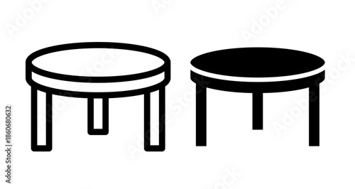 Round table Icon collection in filled and stroke style.