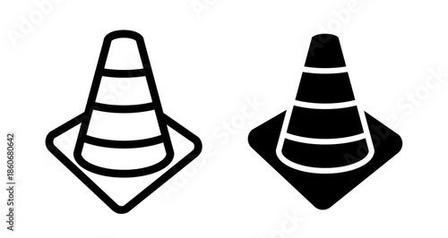 Safety cone Icon collection in filled and stroke style.