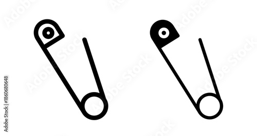 Safety pin Icon collection in filled and stroke style.