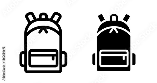 School bag Icon collection in filled and stroke style.
