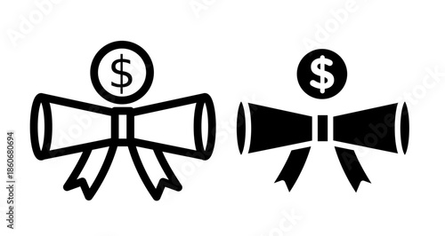 Scholarship Icon collection in filled and stroke style.