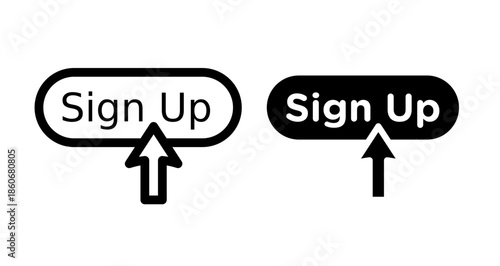 Sign up button Icon collection in filled and stroke style.