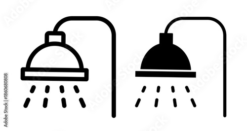 Shower Icon collection in filled and stroke style.