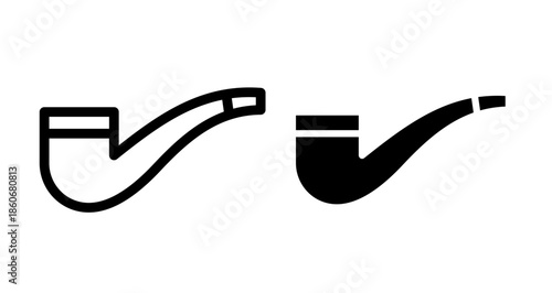 Smoking pipe Icon collection in filled and stroke style.