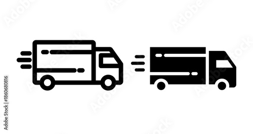 Shipping truck Icon collection in filled and stroke style.