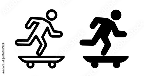 Skateboarding Icon collection in filled and stroke style.