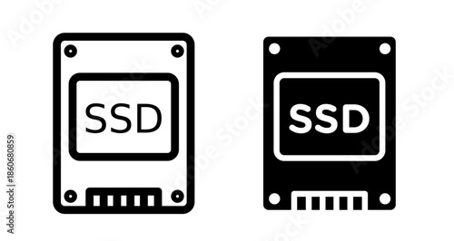 SSD drive Icon collection in filled and stroke style.