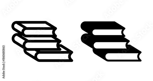 Stack of books Icon collection in filled and stroke style.