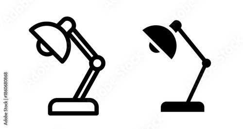 Table lamp Icon collection in filled and stroke style.