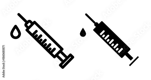Syringe Icon collection in filled and stroke style.