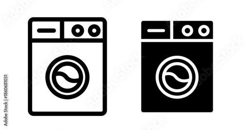 Washing machine Icon collection in filled and stroke style.
