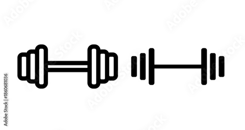 Weight barbell Icon collection in filled and stroke style.