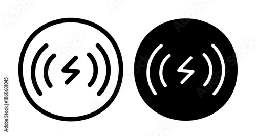 Wireless charging Icon collection in filled and stroke style.