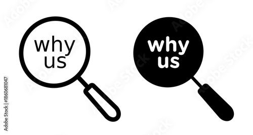 Why us Icon collection in filled and stroke style.
