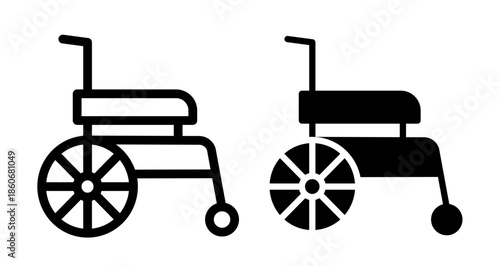Wheelchair Icon collection in filled and stroke style.