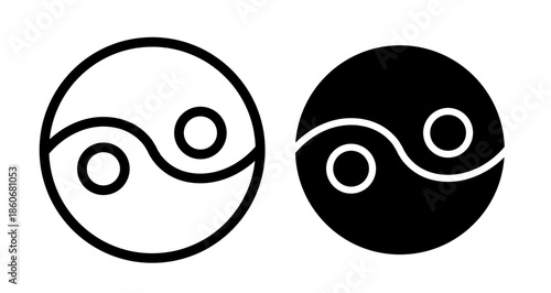 Yin yang Icon collection in filled and stroke style.