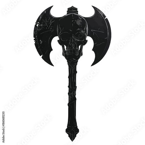 Black skull axe with sharp blades