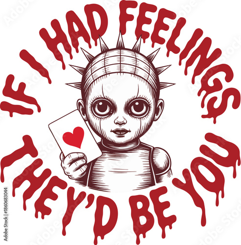 Spiked Doll with Dark Message T-Shirt Design