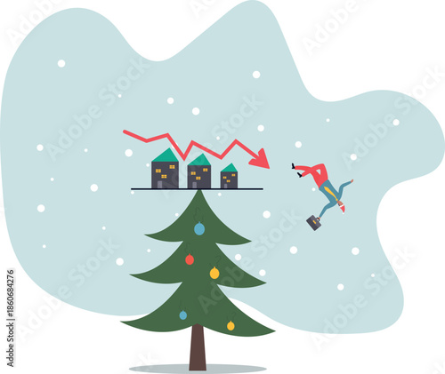 Housing price falling down, real estate and property crash, value drop or decline, home loan or mortgage risk.about a man and his life.