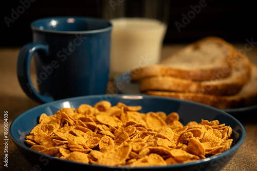 Comida. Bodegon de Cereal. Desayuno.