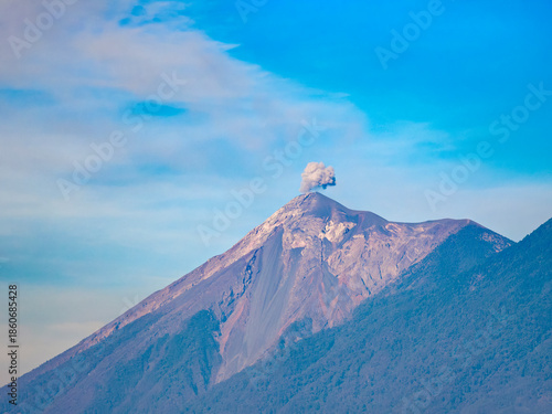 Fuego Volcano seen from Cerro de La Cruz, Antigua Guatemala, Sacatepequez Department, Guatemala