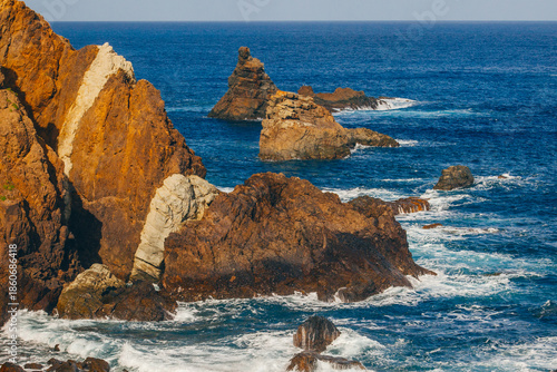 Beautiful ocean cost  Benijo beach or Playa de Benijo, in Tenerife, Canary Islands, Spain