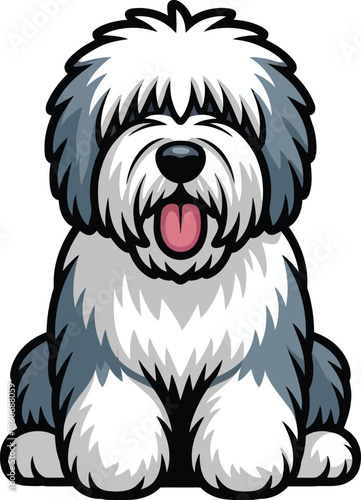  Cute cartoon a illustrator vector Old English Sheepdog