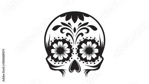 Elegant Day of the Dead Sugar Skull Design for Celebrations or Decorations