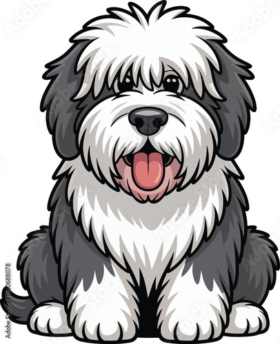  Cute cartoon a illustrator vector Old English Sheepdog