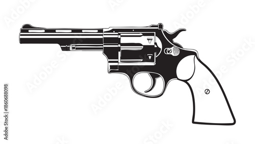 Illustration of a revolver handgun on transparent background