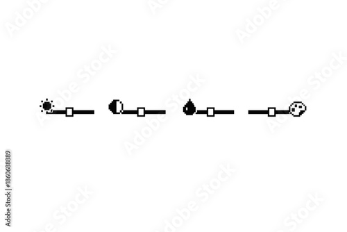 Set of four simple icons representing different settings or modes on a slider