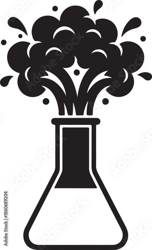 Erlenmeyer flask icon showing a vigorous chemical reaction or an experimental explosion