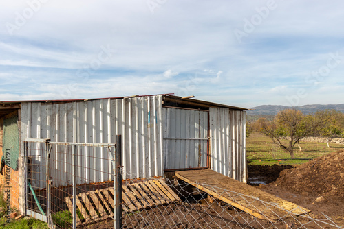 Sheep farm, large barn.