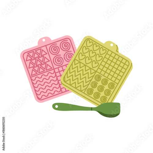 lick mat, slow feeder for pets. Interactive feeding mat is designed to slow down eating, promote mental stimulation, and provide enrichment for dogs and cats during mealtime. Flat vector illustration