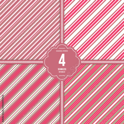 Chic Diagonal Lines Pattern in Lovebirds and White Vector Graphics