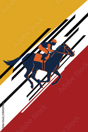Chinese New Year 2026 Year of the Horse Illustration Racing Horse Jockey Dynamic Design for Celebration and Greetings