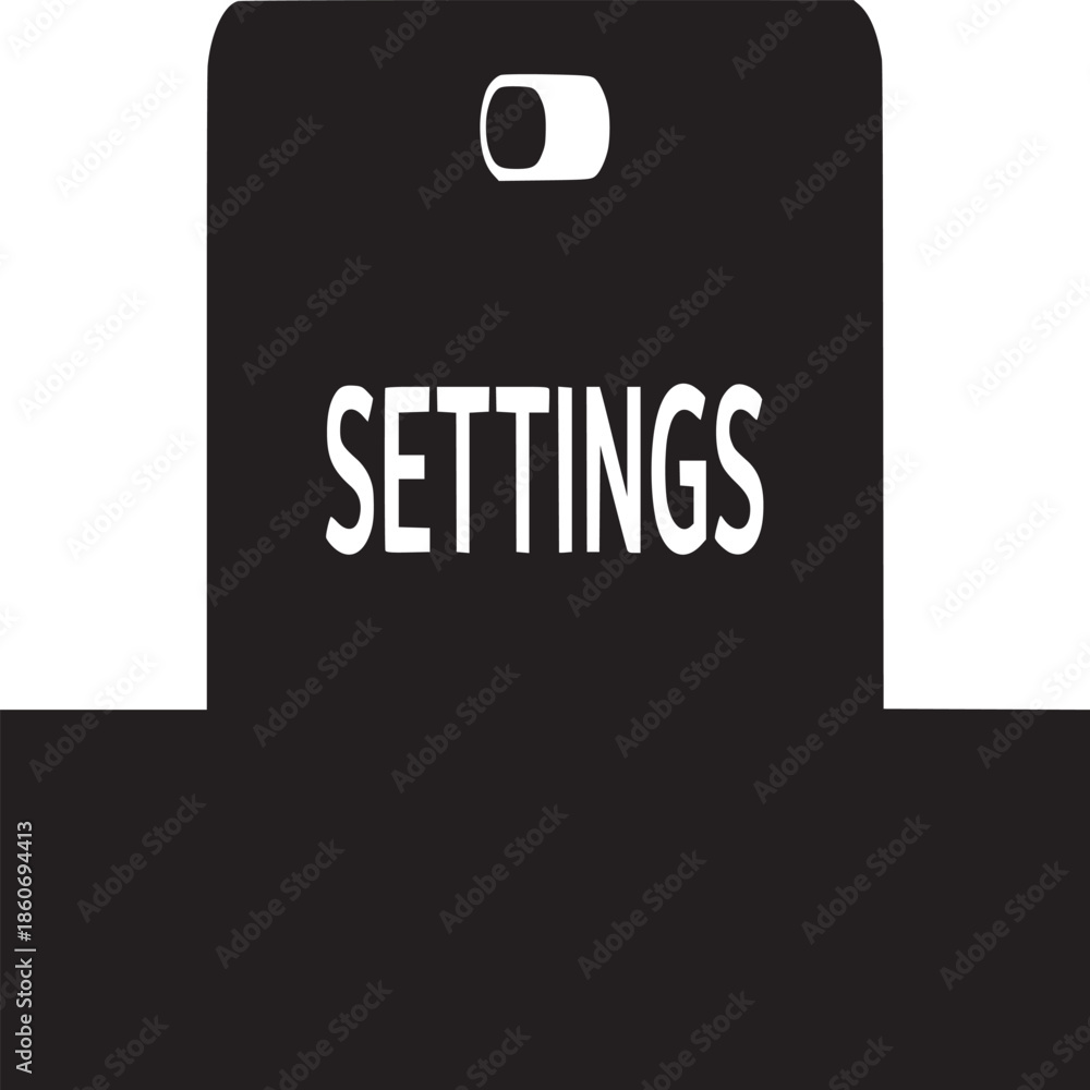 Obraz premium Settings display on a black rectangle with a toggle switch and white background elements around it
