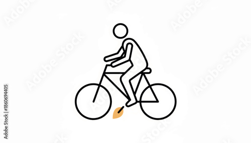 Cycling line art vector illustration. Minimalist bicycle rider icon. Eco-friendly transportation and fitness concept. Isolated on white background