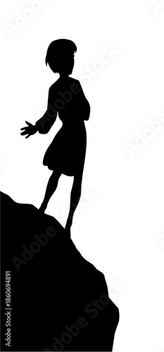 Vector drawing. Young boy going through dangerous way