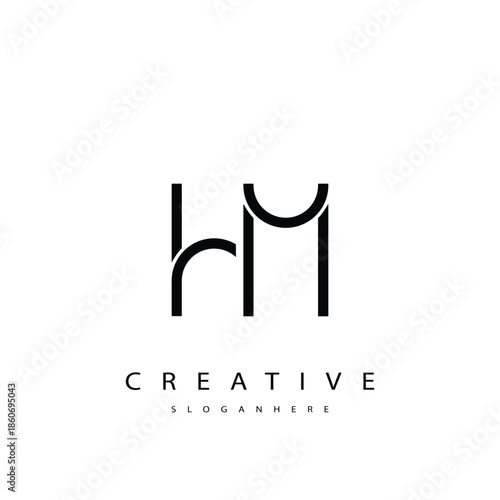 HM Abstract  Monogram Logo Design. This logo is designed with a combination of two line letters H and M 