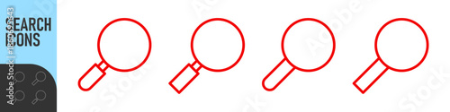 Search icons. Set of magnifying glass icons. Magnifier or loupe sign set. Search icon Concept for finding people to work. Color icon set. Night mode, dark mode