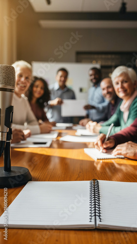 Group of diverse business people in a meeting discussing ideas  