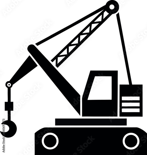 Crawler Crane Pulley Boom Icon Silhouette