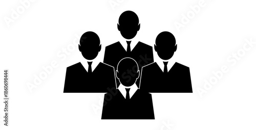 Company leadership teamwork concept with business team silhouette illustration