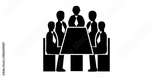 Business executives gathered for corporate strategy meeting at conference table