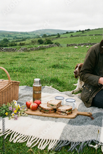 Traditional Irish breakfast served with hot tea