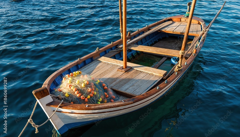 Obraz premium Fishing boat fishing for tuna fish during sunrise. Fishing operation