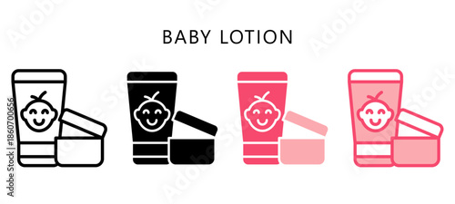 Baby Lotion Multi Style Icon. Mini Illustration Relate To Personal Care. Use For Modern Concept, Ui, Ux Web And App Development.