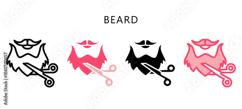 Beard Multi Style Icon. Mini Illustration Relate To Personal Care. Use For Modern Concept, Ui, Ux Web And App Development.