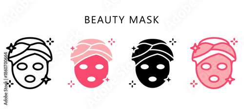 Beauty Mask Multi Style Icon. Mini Illustration Relate To Personal Care. Use For Modern Concept, Ui, Ux Web And App Development.